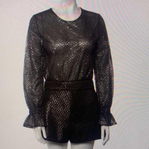 Maje IANA Tulle and Lurex Playsuit Romper - Picture 4 of 5